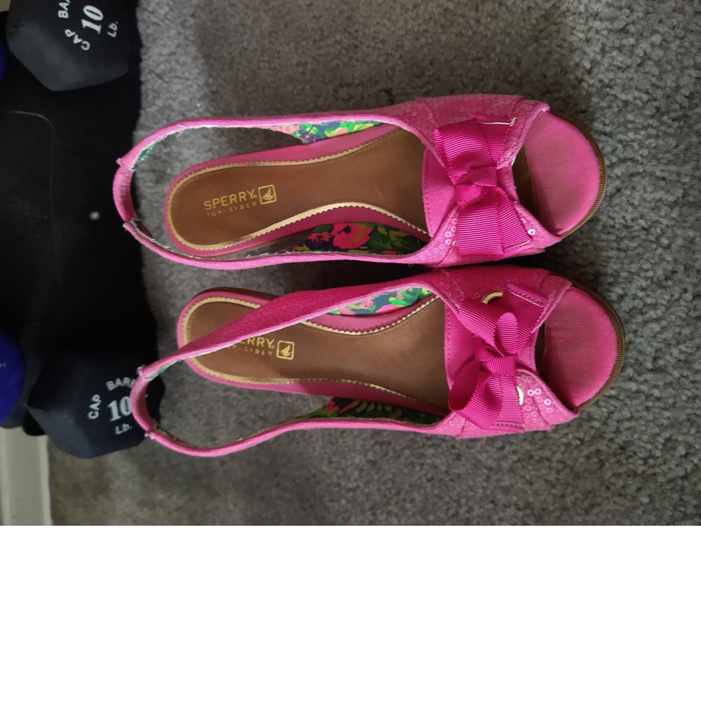 SPERRY PEEP-TOE SEQUENCE SANDALS - SIZE 7.5
